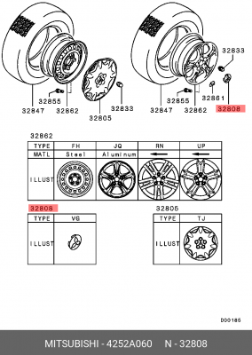 4252A060 КОЛПАЧОК КОЛЕСНОГО ДИСКА MITSUBISHI 4252A060 MITSUBISHI