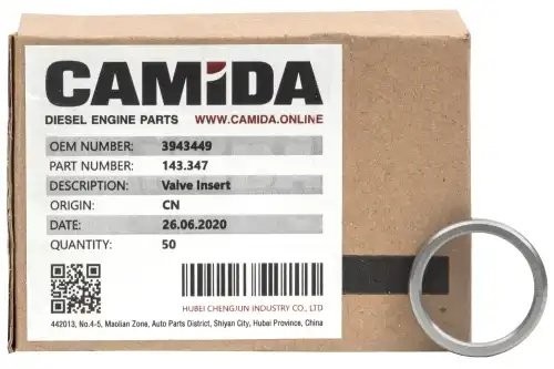 Седло клапана ВПускного КАМАЗ,ПАЗ,ГАЗ дв.CUMMINS ISBe,ISDe,ISF3.8 CAMIDA 143347 CAMIDA