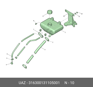Кронштейн УАЗ-3163 с 2017г.в.бачка расширительного Н/О (ОАО УАЗ) 316300131105001 UAZ UAZ