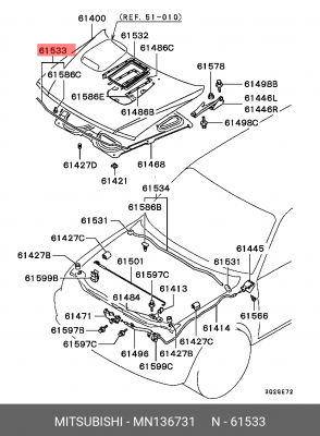 УПЛОТНИТЕЛЬ КАПОТА MN136731 MITSUBISHI