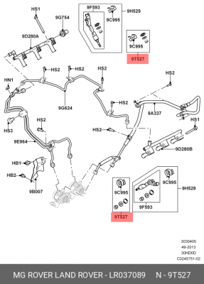к-кт уплотнительных колец форсунки! на 4 форс\ Ford EcoBoost 1.0/1.6 10> LR037089 LAND ROVER