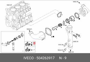 корпус термостата!500381350\IVECO CURSOR 504263917 IVECO