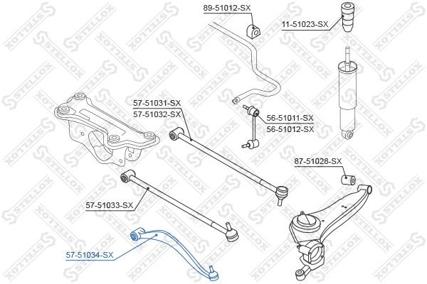 рычаг задней подвески нижний правый!\ Hyundai Santa Fe 00> 5751034SX STELLOX