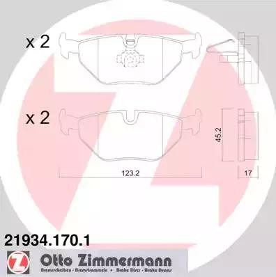 колодки дисковые !задн. 123x45x17 \ BMW E46 1.6i-2.8i/2.0D 98>, Rover 75 1.8-2.5 219341701 ZIMMERMANN
