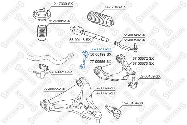 тяга стабилизатора переднего левая!\ Mitsubishi L200 KB4T 2.5D-ID 06> 56-00200-SX STELLOX