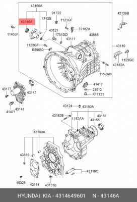 Сальник KIA Bongo 3 (06-) кулисы КПП (18х32х7) OE 4314649601 HYUNDAI KIA