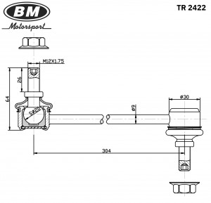 Стойка стабилизатора переднего, праваялевая, BM TR2422 TR2422 BM MOTORSPORT