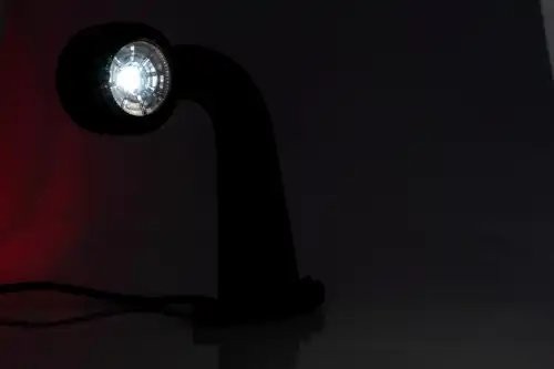 фонарь габаритный! рожок LED изогнутый, L=175мм, красный/белый 12-36V с кабелем\ FT009FLED FRISTOM