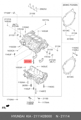 болт крепления коленвала! M10\ Hyundai Accent 11-17 211142B000 HYUNDAI