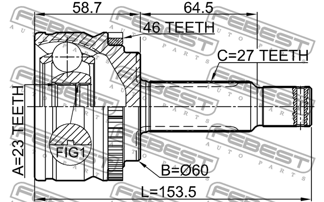 Шрус наружный 23x60x27 2210-CD20A46 FEBEST