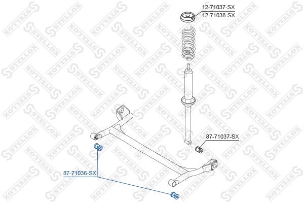 сайлентблок зад. балки!\ Mazda 121 ZQ 96>, Ford Fiesta 96-01 87-71036-SX STELLOX