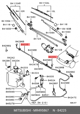 Жиклер MITSUBISHI Pajero (99-06) омывателя стекла ветрового OE MR495867 MITSUBISHI