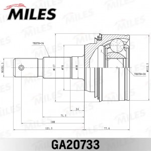 ШРУС наружный TOYOTA Land Cruiser(200) 4.0-5.7 07- (GKN 306108) GA20733 GA20733 MILES