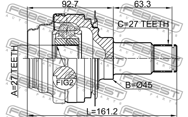 ШРУС ВНУТРЕННИЙ ЗАДНИЙ 27X45X27 подходит для MERCEDES BENZ E-CLASS 212 4 MATIC 2 1611-212R FEBEST