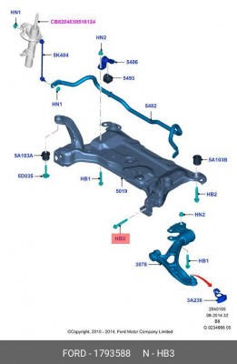 Болт FORD S-Max (10-) рычага переднего OE 1 793 588 FORD