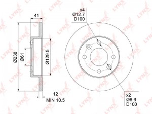 Диск тормозной передний (238x12) BN-1417 BN-1417 LYNXAUTO