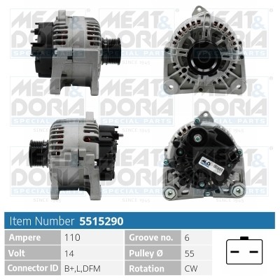 Генератор RENAULT Clio,Sandero 14V 110A MEAT&DORIA 5515290 MEAT DORIA