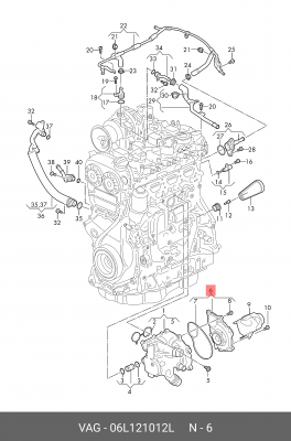 Насос водяной AUDI A1,A3,A4 SKODA Octavia (12-) OE 06L121012L VAG