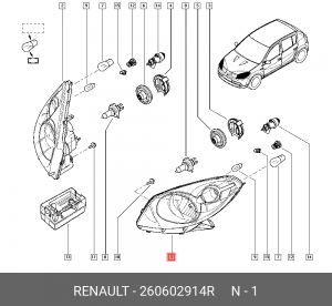 фара левая!\ Renault Sandero Stepway 08> 260602914R RENAULT
