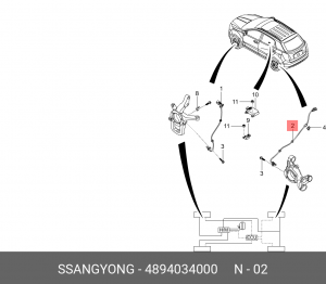 Датчик АБС SSANGYONG Actyon (10-) (2WD) колеса заднего OE 4894034000 SSANG YONG
