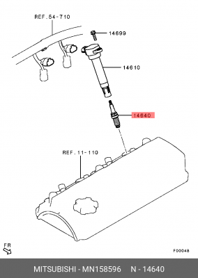 Свеча зажигания MITSUBISHI Grandis (04-),Outlander (03-08) (2.4) OE MN158596 MITSUBISHI