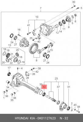 Сальник полуоси переднего моста левый 0K011-27623 0K01127623 HYUNDAI KIA