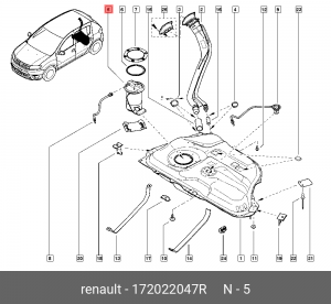 Бензонасос электрический LADA Largus, RENAULT Logan 172022047R 172022047R RENAULT