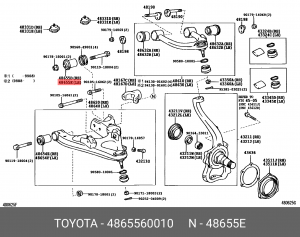 сайлентблок зад. ниж.перед.рычага лев.прав.!\ Toyota Land Cruiser 100 HDJ100/UZJ 48655-60010 TOYOTA
