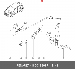 ТРОС ПЕДАЛИ ГАЗА (МЕТ,ПЛАС) 182013208R 182013208R RENAULT