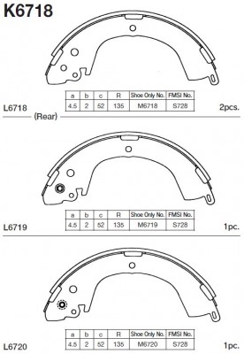 Колодки тормозные барабанные Mitsubishi L200 2.0-2.5TD 96-,L400 2.5TD 99- K6718 K6718 MK KASHIYAMA