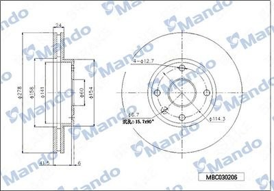 Диск тормозной KIA Sorento (06-) передний (1шт.) MANDO MBC030208 MANDO
