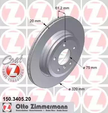 диск тормозной !задн. 320x20/63-5x120 \ BMW E60/E61 2.0-3.0/2.5D/3.0D M54/M57 03 150.3405.20 ZIMMERMANN