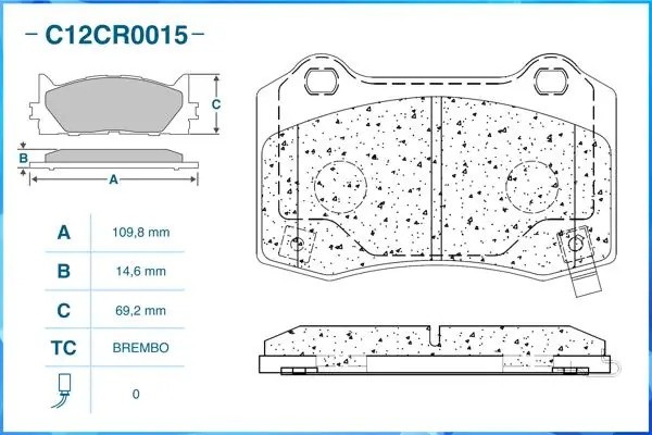 Тормозные колодки задние Low Metallic C12CR0015 C12CR0015 CWORKS