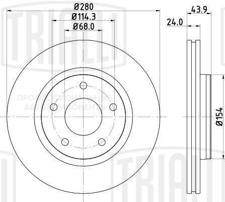 Диск торм. Nissan Juke (10-) перед. d=280 (окраш.) (DF 140108)  2шт DF 140108 TRIALLI