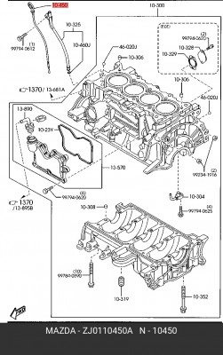 Щуп уровня масла MAZDA 2,MAZDA 3 (03-08) (1.3/ Z6 1.6I) ZJ01-10-450A MAZDA