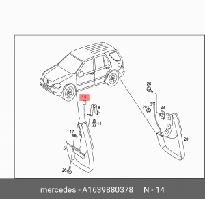клипса крепления брызговика!\ MB W163 A 163 988 03 78 MERCEDES BENZ
