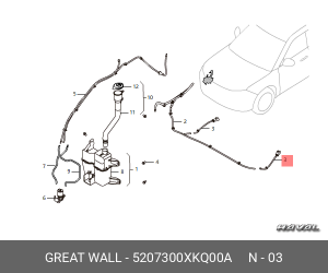 Форсунка омывателя лобового стекла 5207300XKQ00A 5207300XKQ00A HAVAL