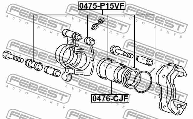 Ремкомплект передн суппорта MITSUBISHI L300 P0#/P1#/P2#/P45V/L03# 1986- 0475-P15 0475-P15VF FEBEST