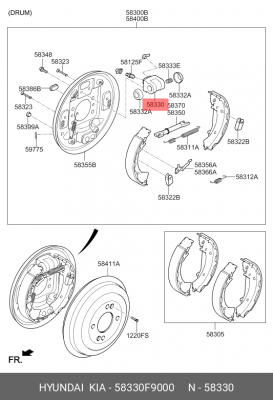 Цилиндр тормозной задний HYUNDAI Solaris (17-) KIA Rio (17-) левый/правый OE 58330F9000 HYUNDAI KIA