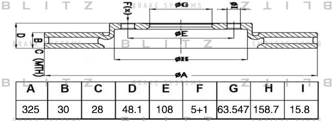 диск тормозной задний!\ Land Rover Discovery Sport 14> BS0488 BLITZ