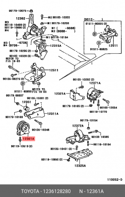 подушка двигателя перед.!\ Toyota Rav4 2.0/2.4i 05> 12361-28280 TOYOTA