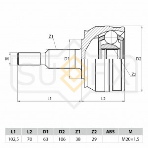 ШРУС наружный VW Transporter 5 2.0D-3.2 03 ST-1114 ST-1114 SUFIX