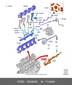 Свеча накаливания FORD Mondeo (07-) OE 1 824 690 FORD