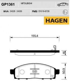 колодки дисковые передние! HAGEN\ Mitsubishi L200 2.5 06> GP1361 HAGEN