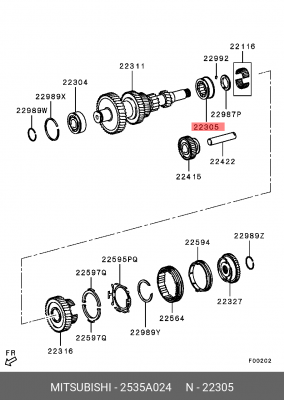 подшипник КПП! роликовый\ Mitsubishi L200 15> 2535A024 MITSUBISHI