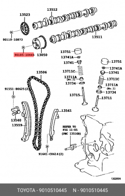 болт распредвала!\ Toyota Corolla 1.8i 98>/Rav 4 2.0i/2.4i 01-09 90105-10445 TOYOTA
