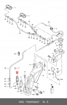 Мотор омывателя VW Caddy,Golf,Passat,T5 (96-) OE 1K6 955 651 VAG