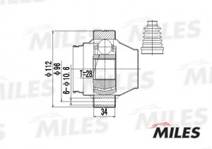 ШРУС внутренний VW TOUAREG 2.5TD-3.6 02-06 (GKN 304556) GA10039 GA10039 MILES