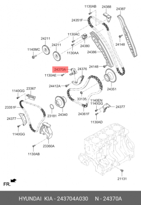 Натяжитель цепи ГРМ 24370-4A030 HYUNDAI KIA