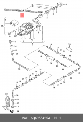 Щетка стеклоочистителя VW Golf 5,Polo (02-10),Tiguan (08-) задняя OE 6Q6 955 425 A VAG